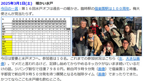 昨年の今日も水戸オフ
